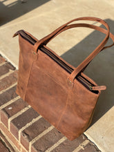 Load image into Gallery viewer, Leather Tote with Zipper